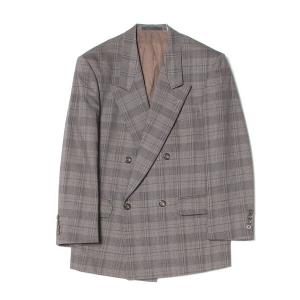 「Christian Dior」 チェック柄テーラードジャケット - ブラウン メンズ