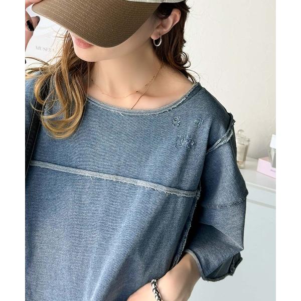 「Java」 半袖カットソー X-LARGE ブルー レディース