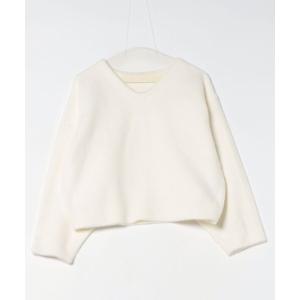 ニット セーター フェレットタッチWフェイスボクシーニット「手洗い可能」 レディース