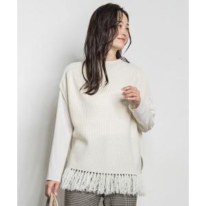 ニット セーター カシミヤシルクフリンジベスト レディース