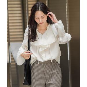 ブラウス シャツ ラッフルレーヨンブラウス レディース