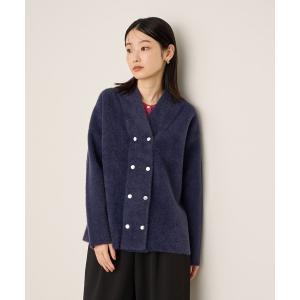 ジャケット ノーカラージャケット フェレットタッチWニットジャケット「手洗い可能」 レディース