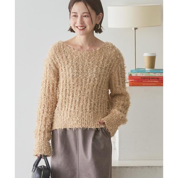 ニット セーター リボンヤーンニットプルオーバー レディース