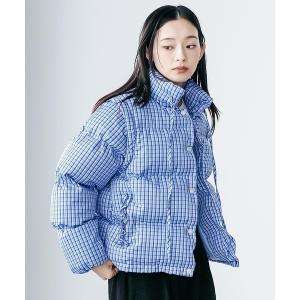 ダウンコート ダウンジャケット 袖取り外しチェック中綿ブルゾン レディース