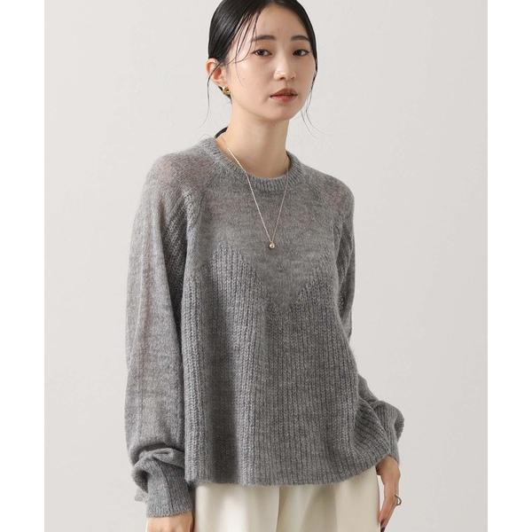 ニット セーター モヘア混ビスチェ片畦柄ニット レディース