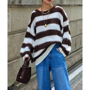 ニット セーター ボーダールーズニット レディース