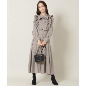 ワンピース ショルダーフリルリボンタイシャツワンピース