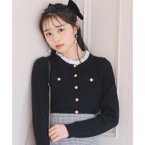 ニット セーター フリルレイヤードケーブルニット レディース