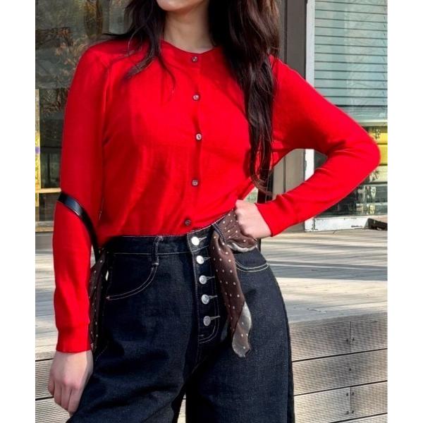 カーディガン クルーネックショートカーディガン レディース