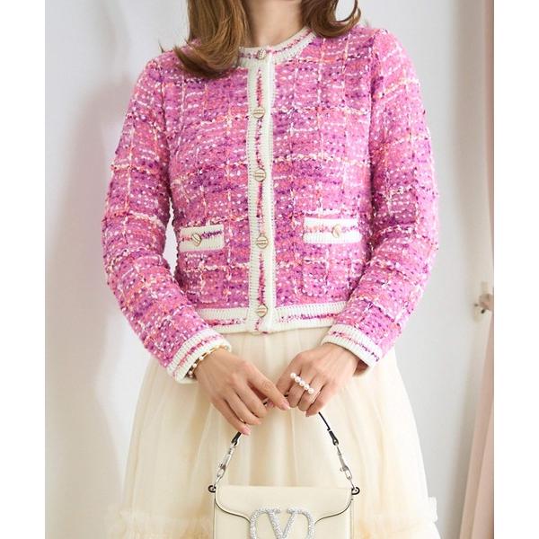 カーディガン MIX ツイード風 ニット ジャケット カーディガン Prima Scherrer レ...