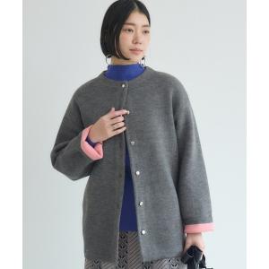 コート アウター ダブルフェイスニットコート レディース