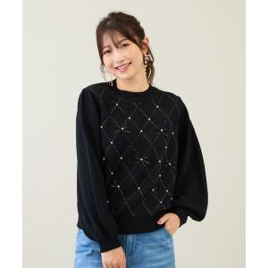 ニット セーター アーガイルリボンニット レディース