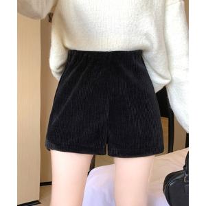 パンツ コーデュロイハイウエストショートパンツ レディース