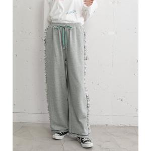 パンツ サイドフリルスウエットパンツ レディース