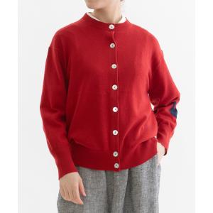 カーディガン 左袖スワンインターシャクルーカーディガン レディース