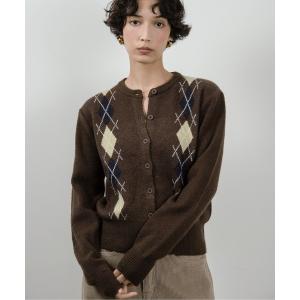 カーディガン argyle pattern simple cardigan / アーガイルパターンシンプルカーディガン レディース