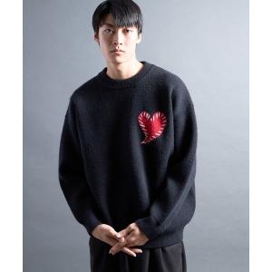 セーター ニット PF:HEART ONE POINT LOOSE FIT KNIT/ハート刺繍ワンポイント ルーズニット メンズ レディース