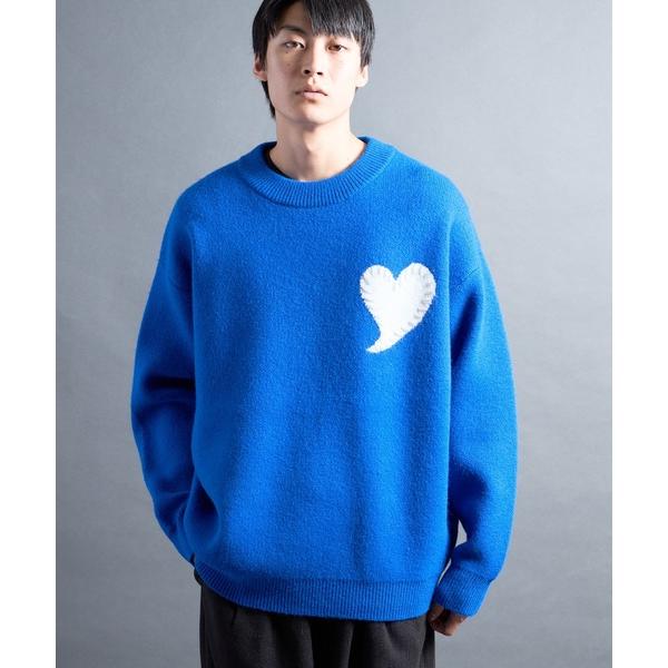 セーター ニット PF:HEART ONE POINT LOOSE FIT KNIT/ハート刺繍ワン...