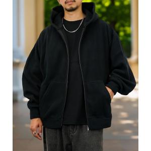 パーカー 「GROOVY STORE」フリース素材 オーバーサイズフルZIPパーカー メンズ レディース
