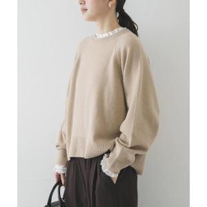 ニット セーター カシミヤ強縮クルーネックニット レディース