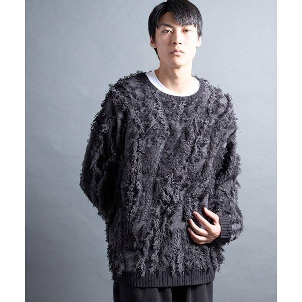 セーター ニット PF:FRINGE CREW NECK KNIT/フリンジグランジニット メンズ ...