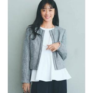 ジャケット ノーカラージャケット 卒業式 「宮城舞さん着用」「セットアップ対応」ラメツイード ジャケット レディース