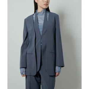 「LE CIEL BLEU」 ノーカラージャケット 36 ネイビー レディース