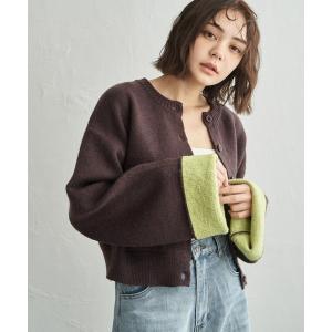 カーディガン アルパカタッチバイカラーカーディガン レディース