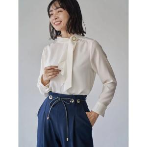 ブラウス シャツ ハイネックアシメボウタイブラウス レディース
