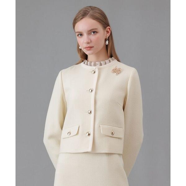 ジャケット ノーカラージャケット 「セットアップ対応商品」ウールプリペラノーカラージャケット レディ...