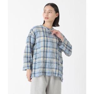 ■美品 Plantationプランテーション コットンウール チビ襟シャツ Plantation（プランテーション） ブラウス シャツ ソルトコットン