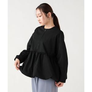 ブルゾン アウター ノーカラー バルーン ジップ ブルゾン レディース