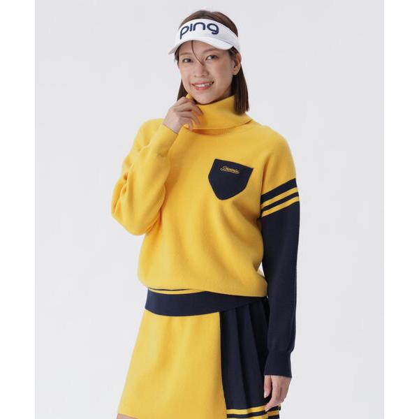 ニット セーター 「PING APPAREL」オフタートルバイカラーニット 「LADIES LINE...
