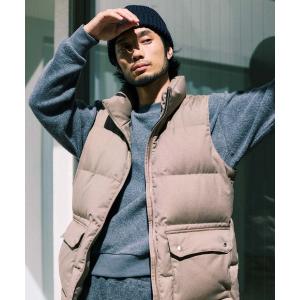 ダウンベスト ベスト DELEGANTE エアリーサキソニー/グレンチェックTAIONダウンベスト メンズ