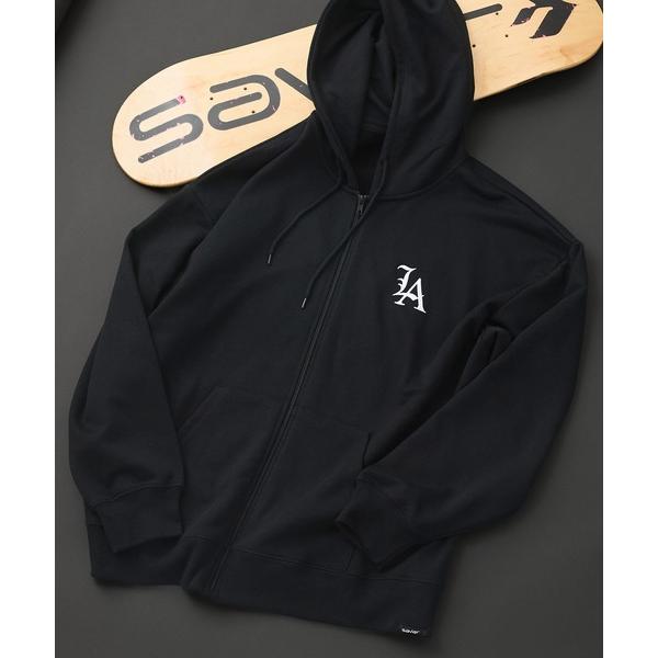 パーカー 「SAVIER：サビアー」LA ロゴ刺繍 ショート丈 フルジップパーカー 「セットアップ可...
