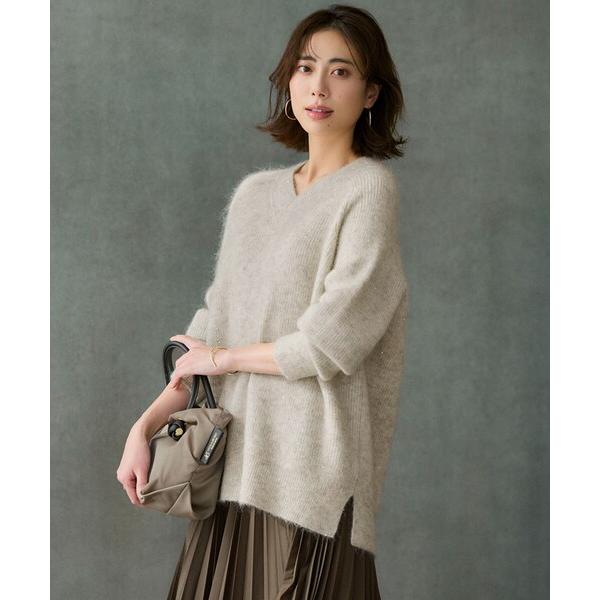 ニット セーター モヘヤミックススパングル Vネック ニット レディース