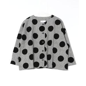 ジャケット ノーカラージャケット (BD)「ihana」ドット フロッキープリント ノーカラージャケット レディース