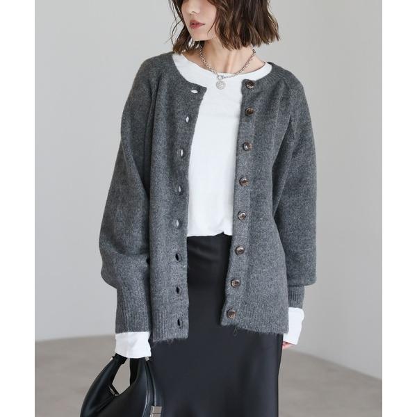 カーディガン ラグランスリーブニットカーディガン レディース