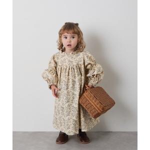 ワンピース フランネルフラワープリントワンピース キッズ 子供服 女の子
