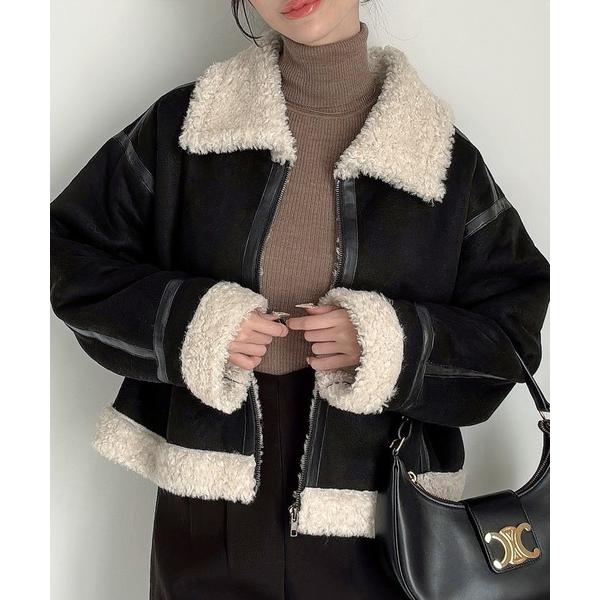 ムートンコート ボアコート ショートフェイクムートンボアブルゾン （薄手） レディース