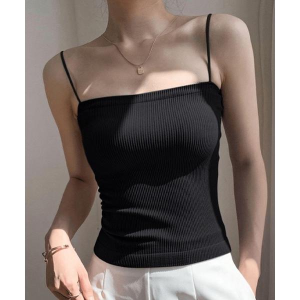 インナーシャツ 肌着 リブブラキャミソール レディース