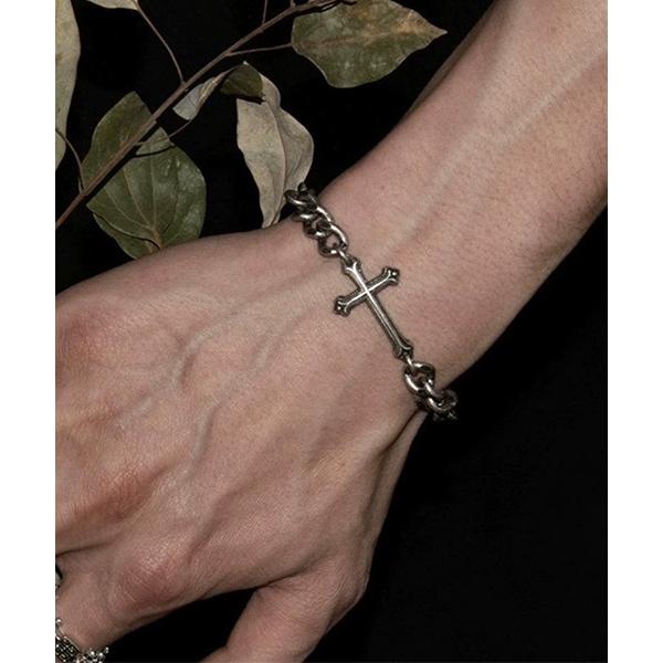 ブレスレット クロス十字架シルバーチェーンブレスレット/メンズ(T3) メンズ