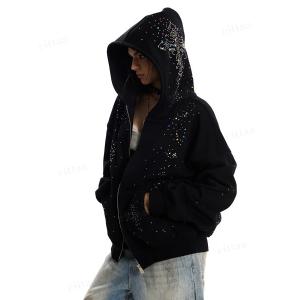 パーカー 韓国ファッション CROSSビジュージップアップパーカースウェット レディース メンズ