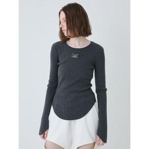 ニット セーター Wool Rib Curve Cutting Top/ウールリブカーブカッティングトップ レディース