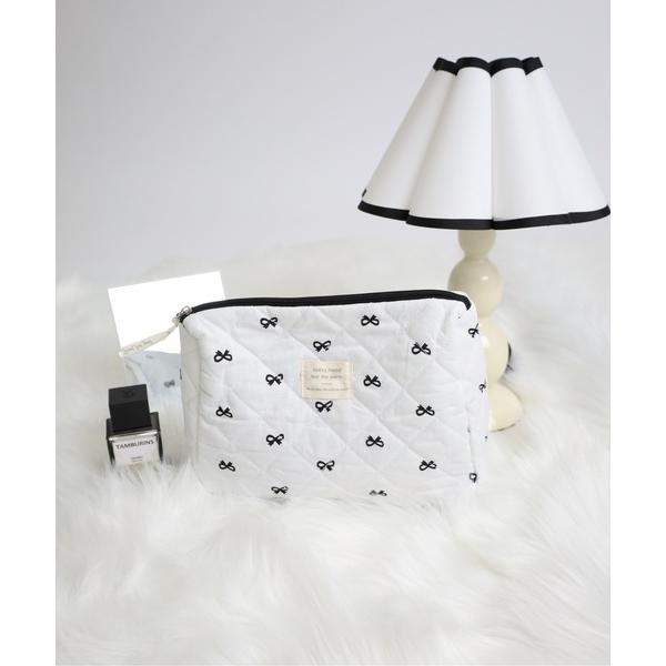 ポーチ リボンキルティングポーチ レディース