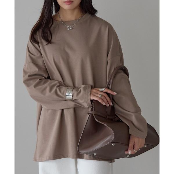 tシャツ ドロップショルダーサイドスリットルーズロンT レディース