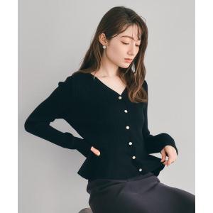 カーディガン ペプラムリブ金ボタンニット レディース
