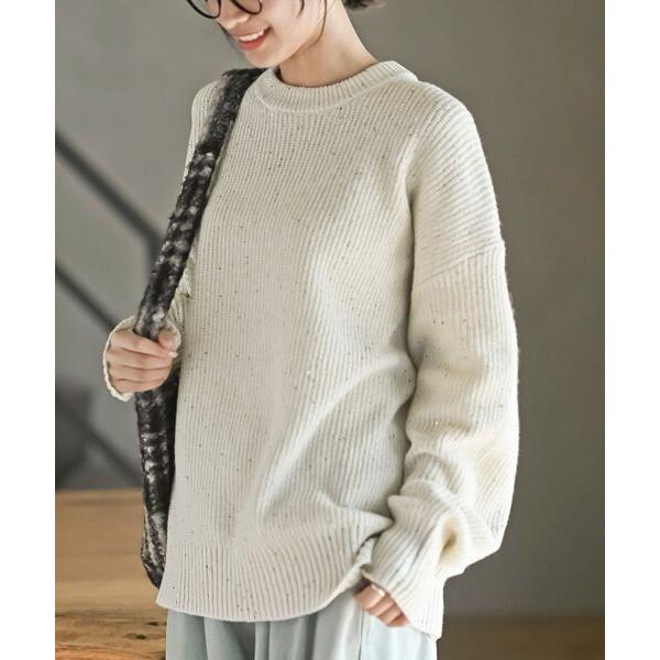 ニット セーター ラメスパンコールニットプルオーバー レディース