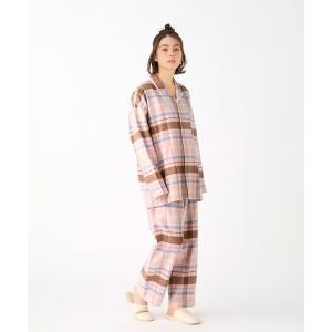 パジャマ ルームウェア キッドブルー -２５ネルチェック -長袖パジャマ -KUCK544 -kidblue レディース メンズ