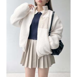 ブルゾン アウターポケット付き スタンドカラー　ボアブルゾン レディース